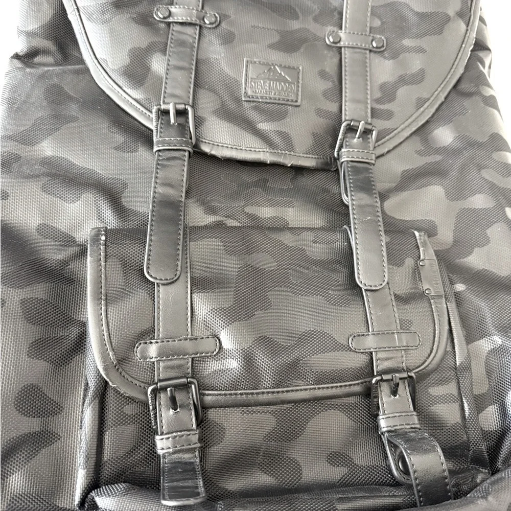 Steve Madden Black Durable Canvas Backpack with Adjustable Straps